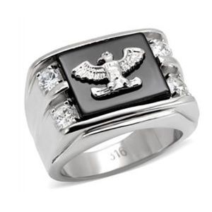 American Bald Eagle Ring  Silver  Black Size 12 13 Cubic Zirconia biker